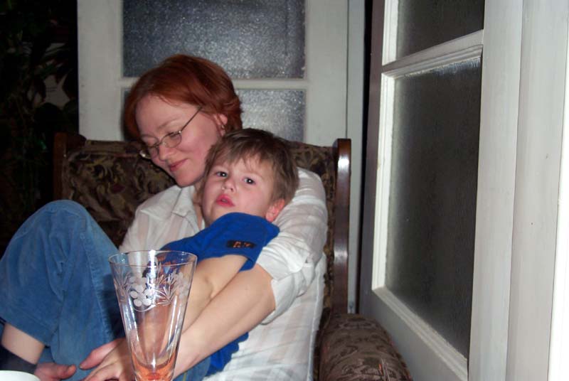 My brother's wife E with their younger son D in May of 2004
