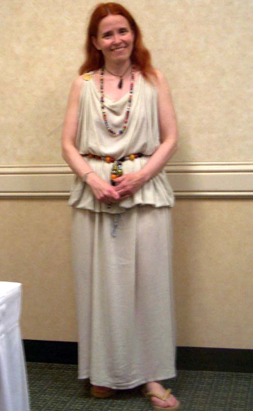 Cathy Raymond in a barbarian/Roman woman's costume