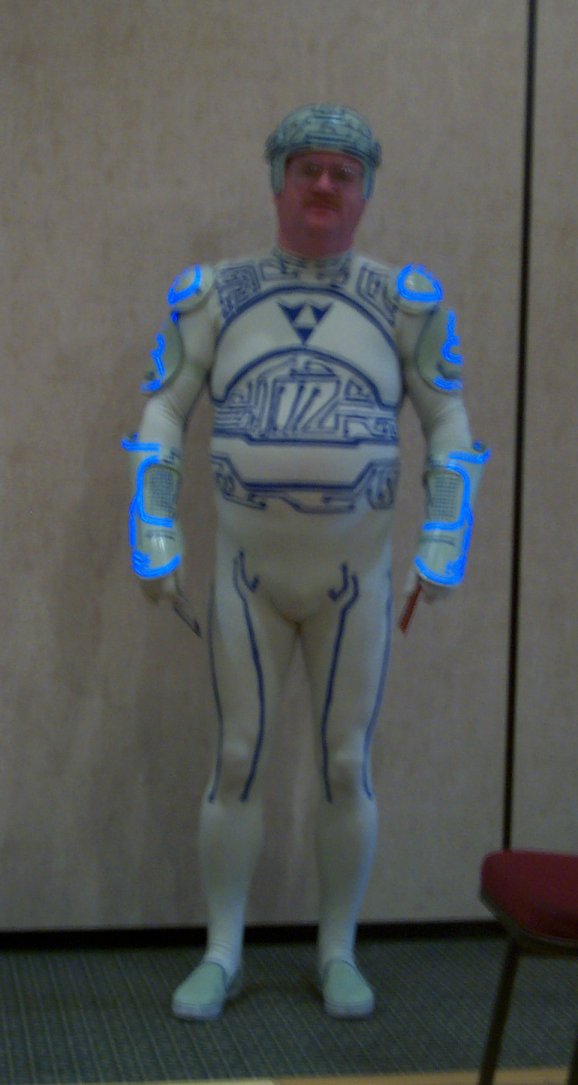 Tron Guy's costume glows