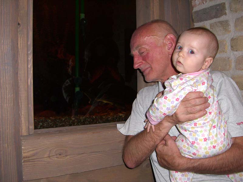 My dad and E at the Chili Kaimas / "Chili Village" restaurant in Vilnius, August 2005
