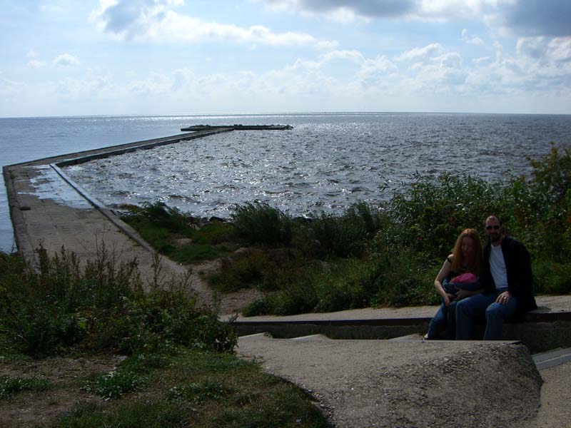 S and I at the pier (or quay, or wharf, whatever it is called) at Ventes Ragas, September 2005