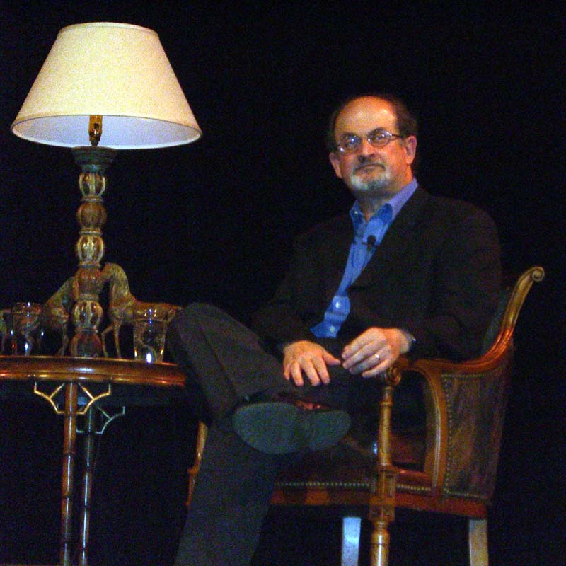 Salman Rushdie being interviewed at the Texas Book Festival in 2005