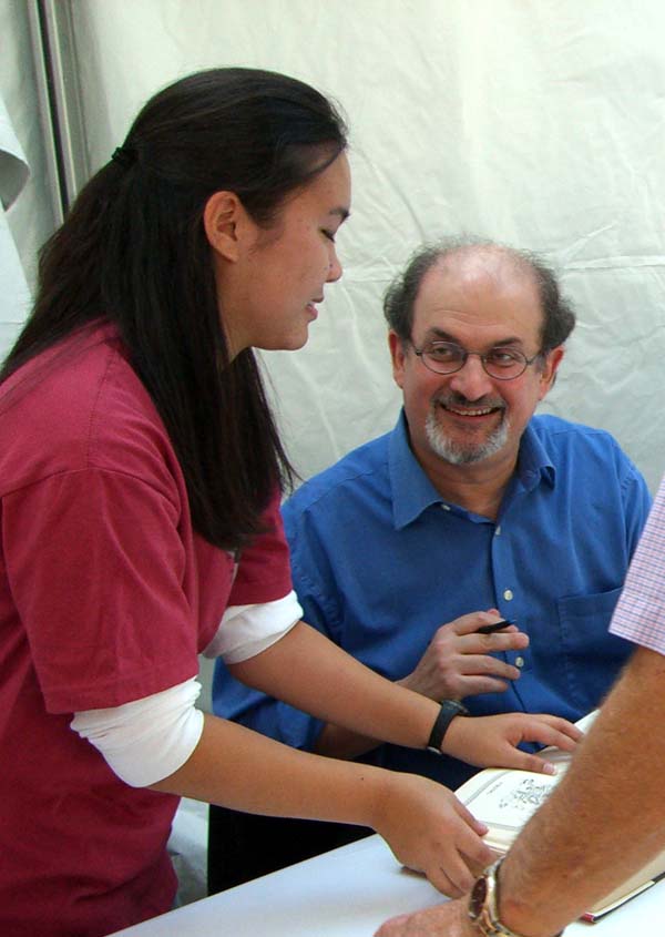 Salman Rushdie signing books at Texas Book Festival in 2005