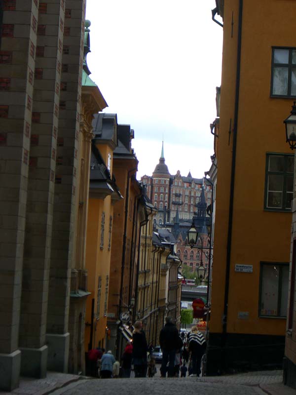 A sloping street in Stockholm Old Town