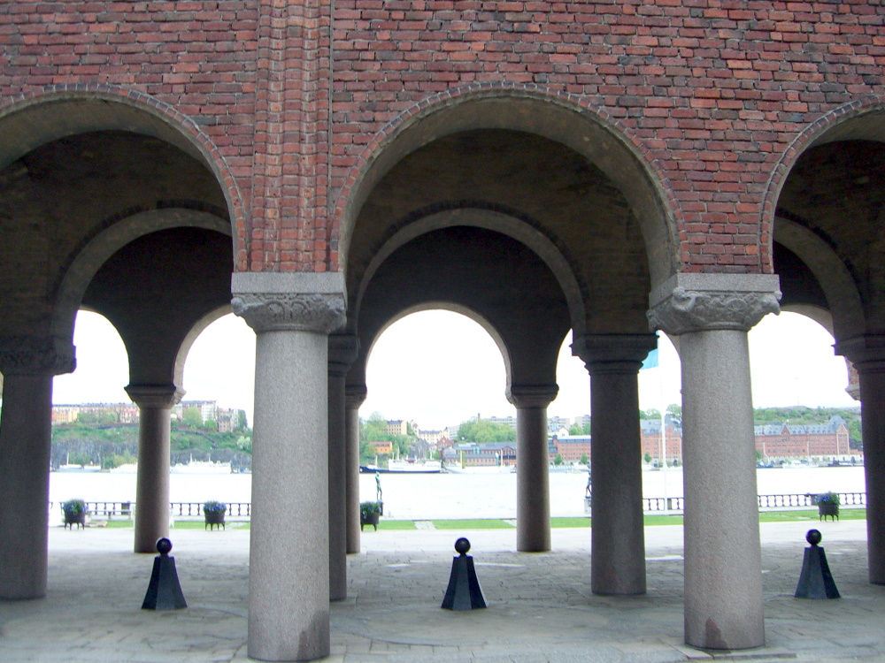 The arched wall of the Stockholm City Hall