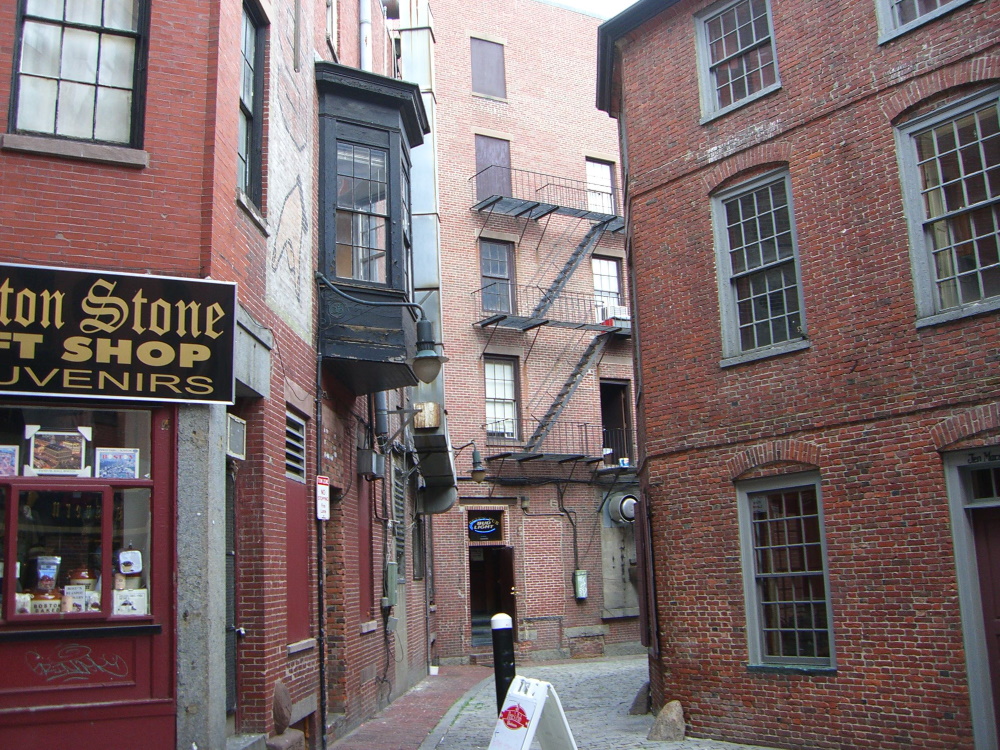 Street corner with Boston Stone Gift Shop