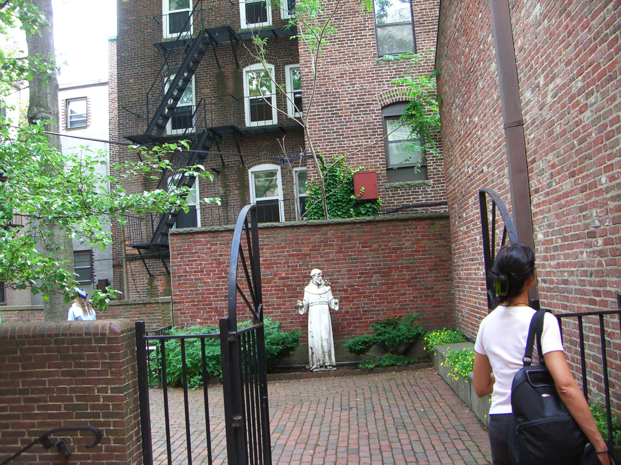 A Boston courtyard with a sculpture