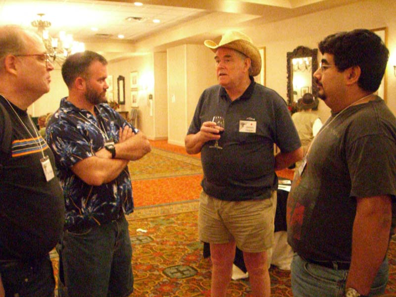 Writer James P. Hogan and congoers at the ArmadilloCon 2006