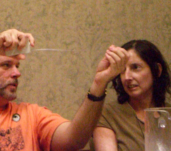 A measuring tape with a water bubble at Stump The Panel 2006