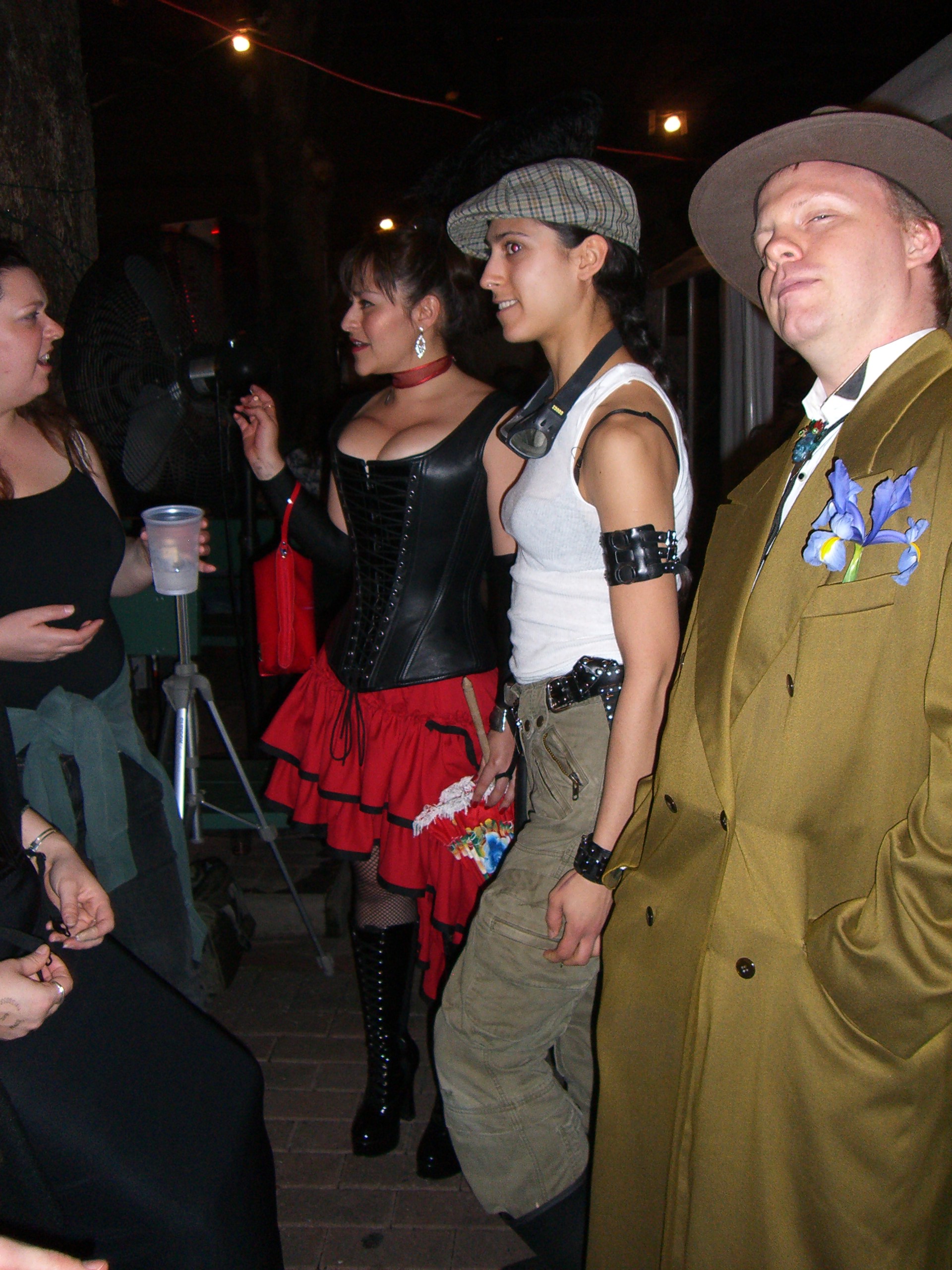 Three partygoers at the SXSW 2007 steampunk party