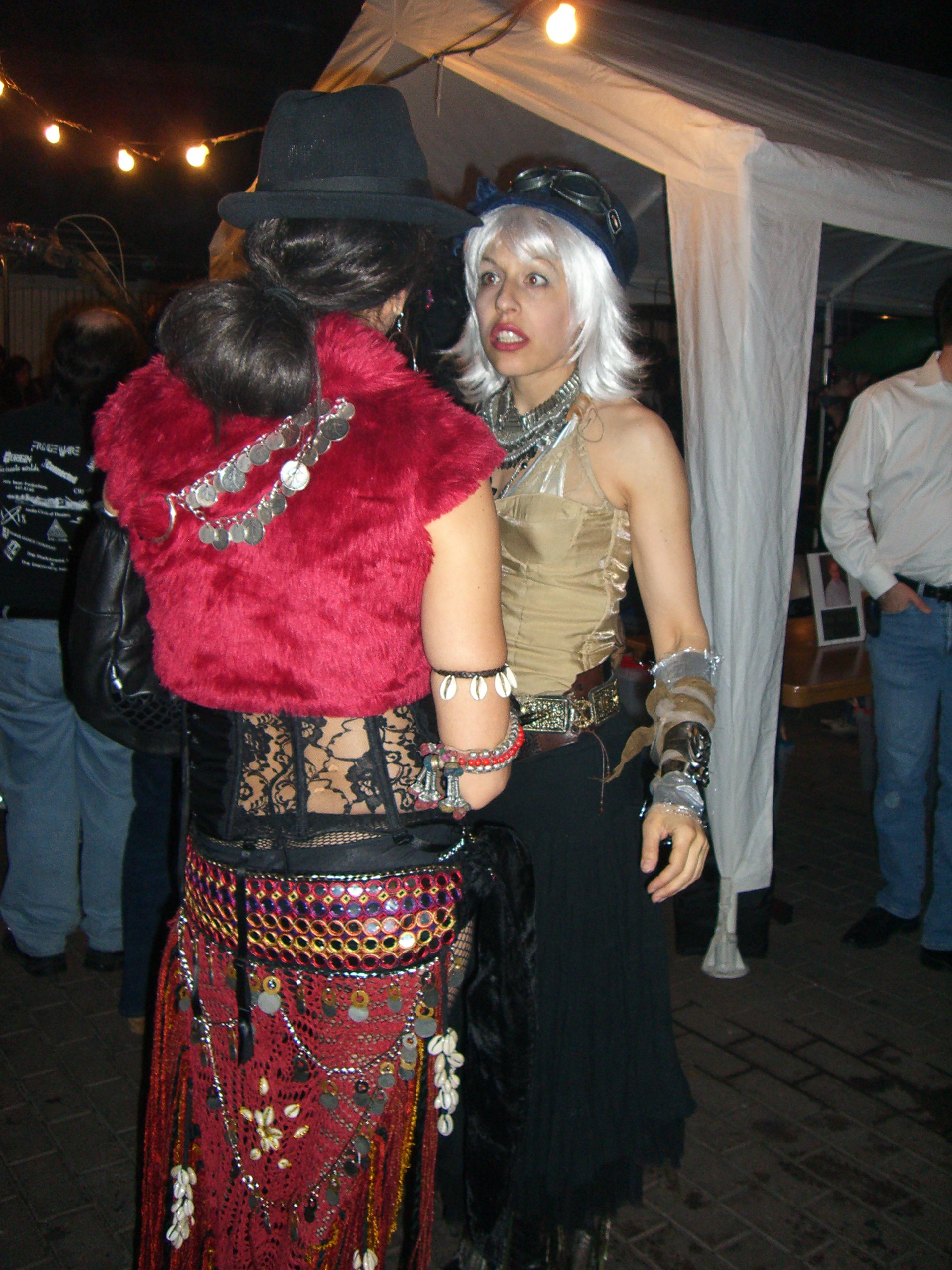 Red-and-black, a bellydancer sash with sequins - Steampunk party at SXSW 2007