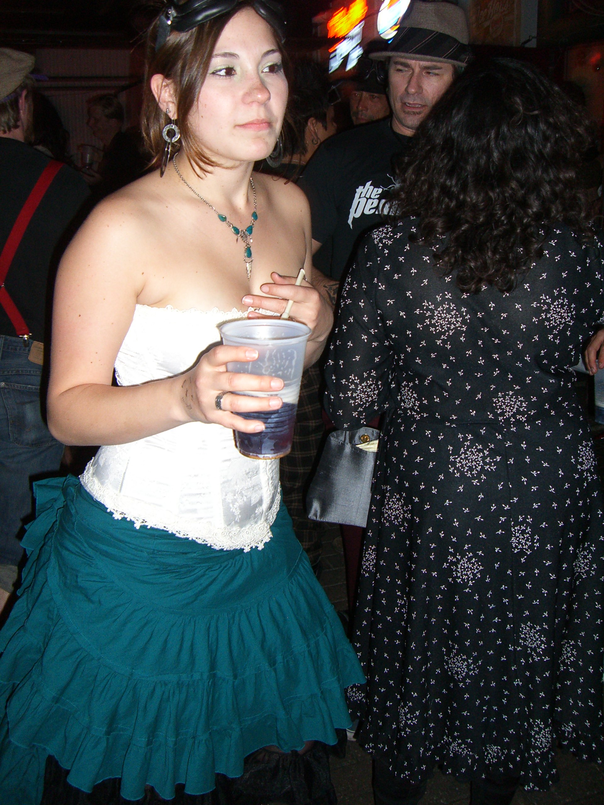 White top, blue ruffles - Steampunk party at SXSW 2007