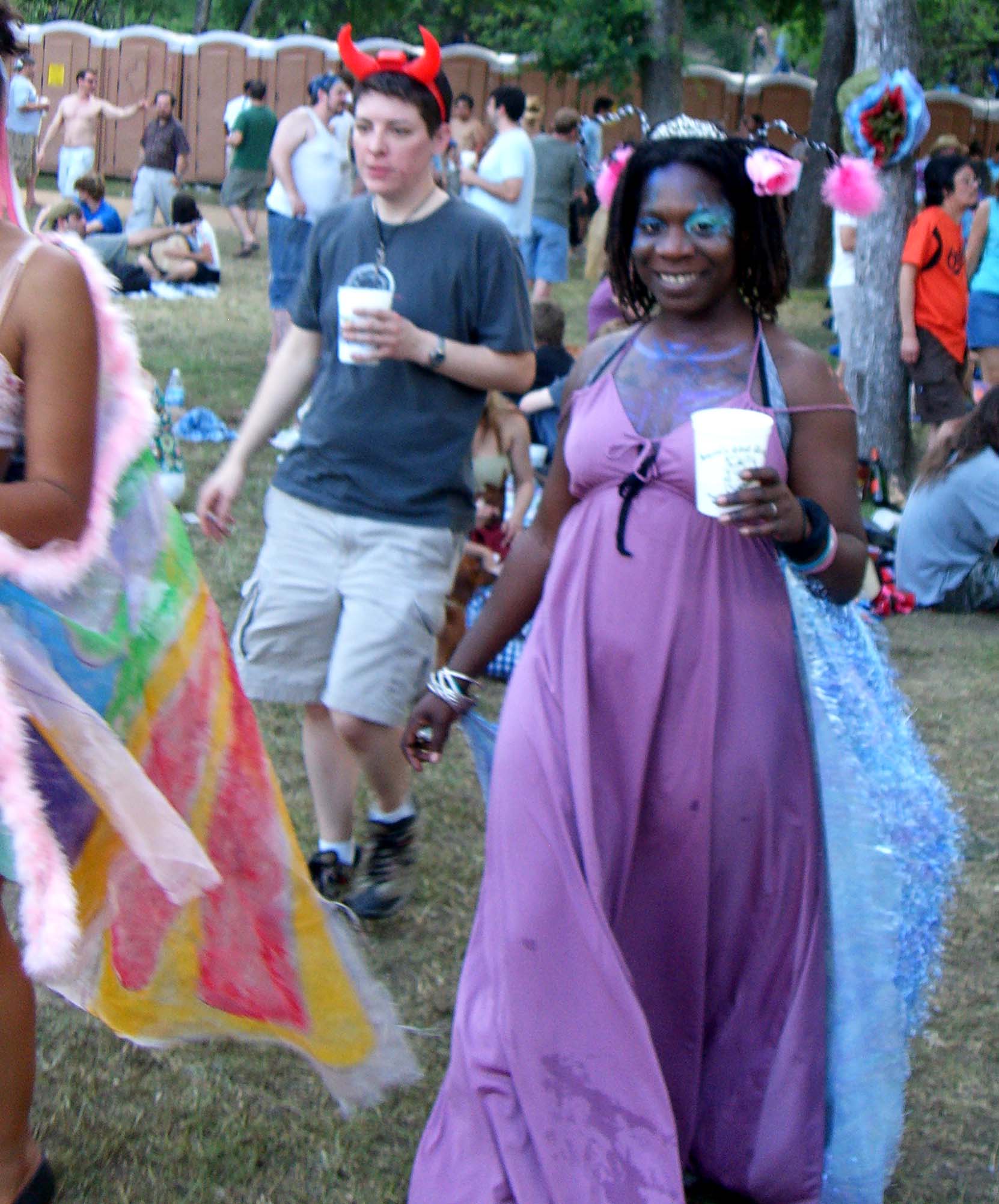 Purple dress, blue veil, blue eyeshadow at Eeyore's Birthday 2007