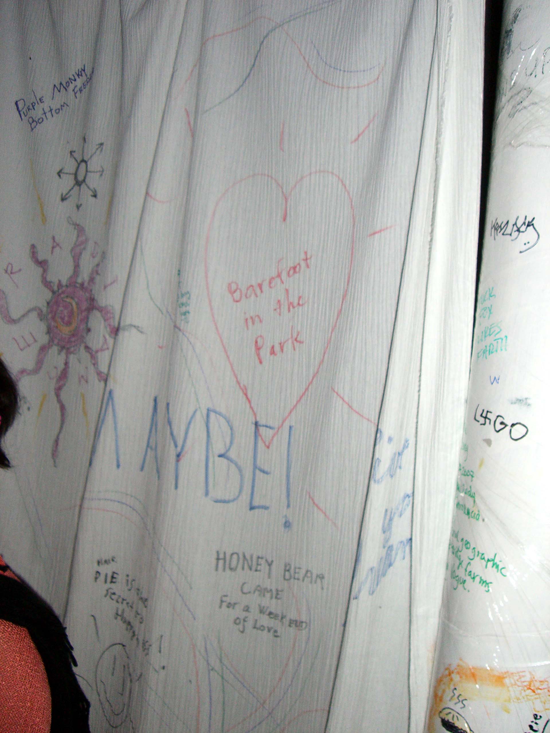 Sheets inside the booth