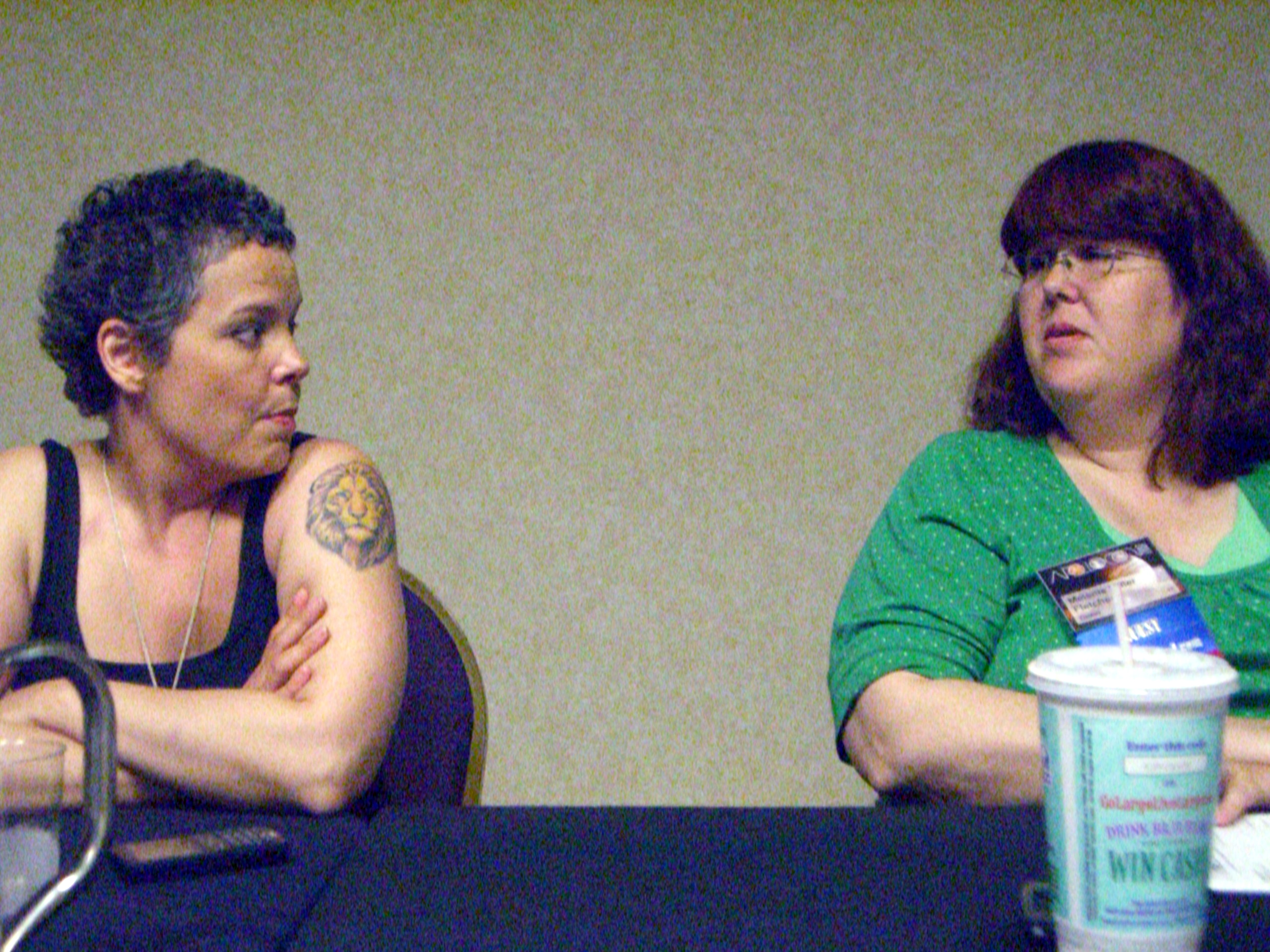 ApolloCon 2007 panel on self-editing: Barbara Winter (left) and Melanie Miller Fletcher (right) 