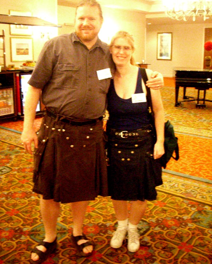 Two congoers in kilts at ArmadilloCon 2007