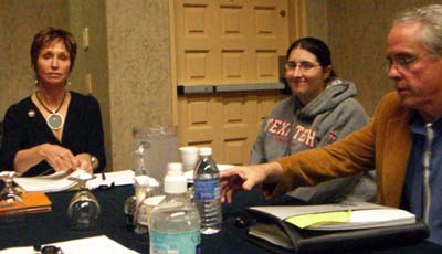 Louise Marley, Sarah Arnold and Chuck Emerson at ArmadilloCon 2007 writers' workshop