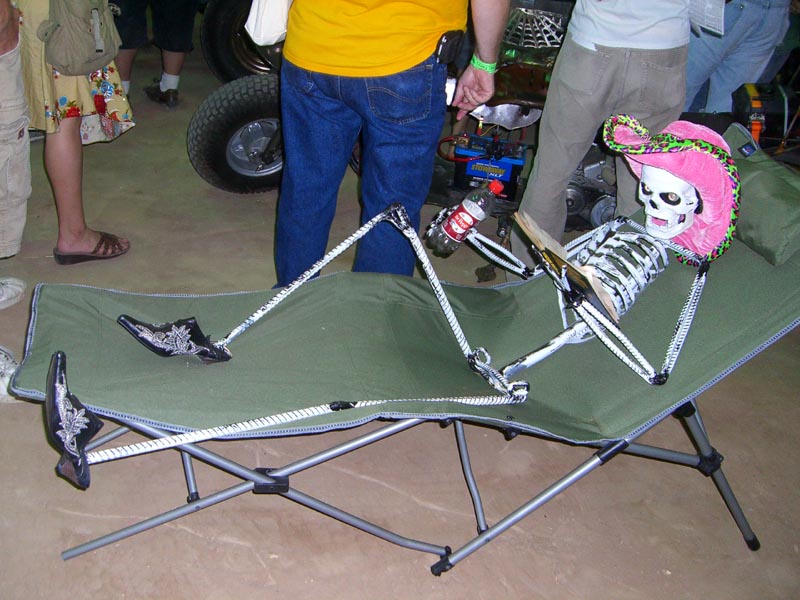 A lounging skeleton at Maker Faire 2007