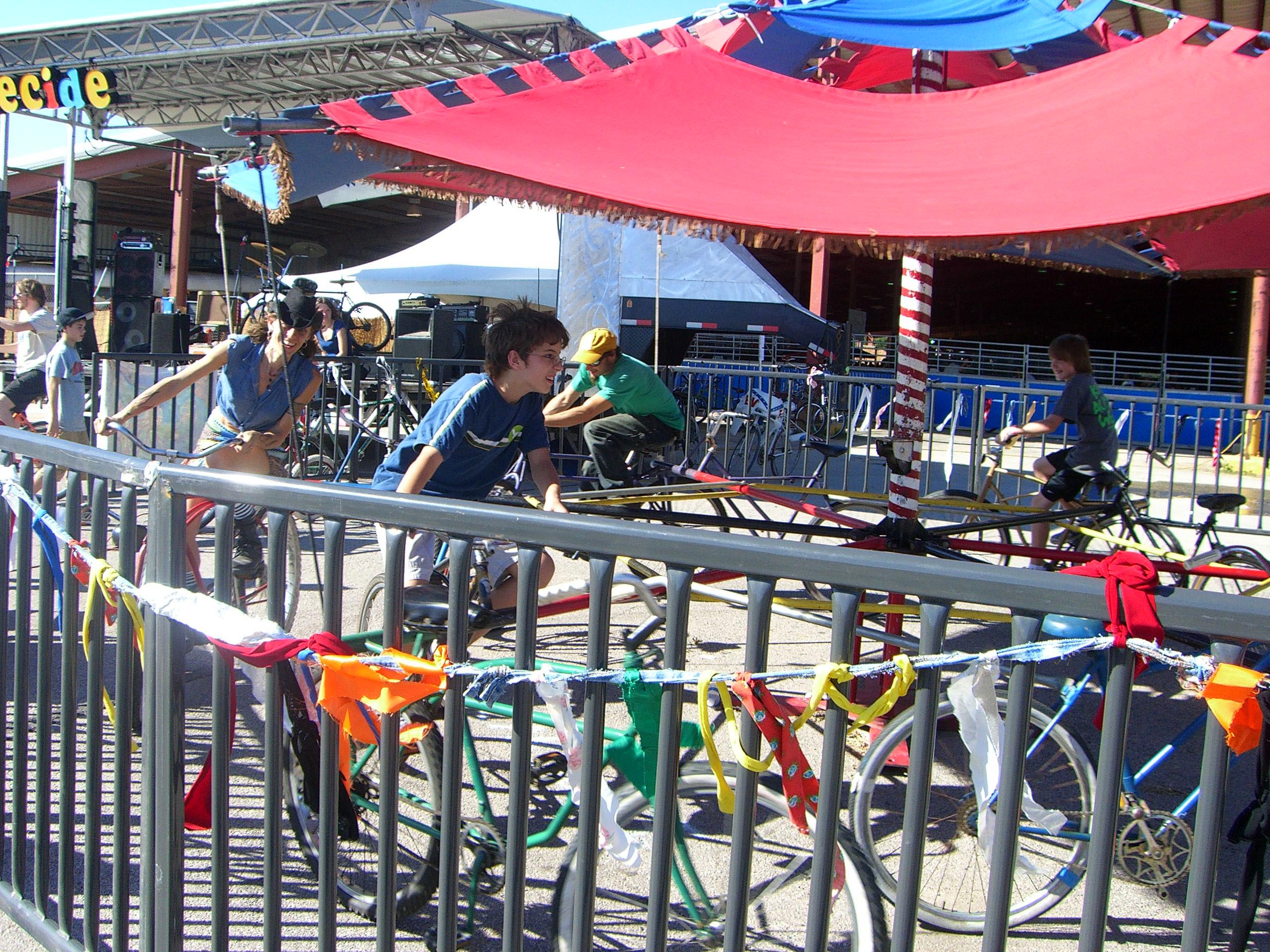 A bicycle merry-go-round at the Maker Faire 2007