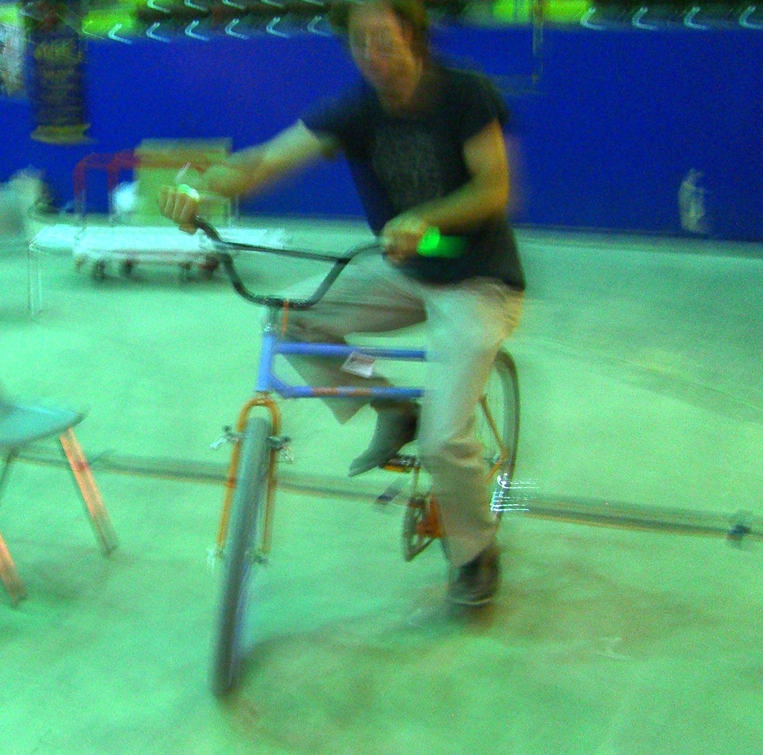 A bicycle with a hinge in the middle at the Maker Faire 2007