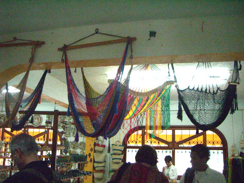 Hammocks in the Mayan souvenir shop in Mexico in November 2007