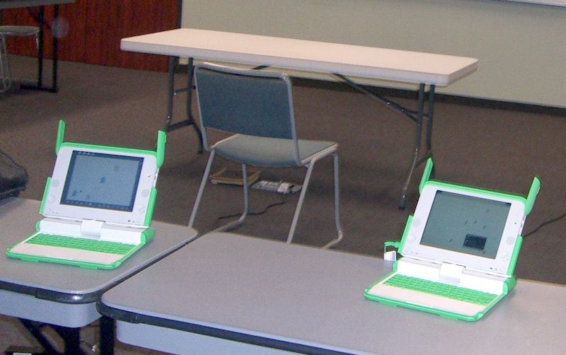 Two XO laptops side by side